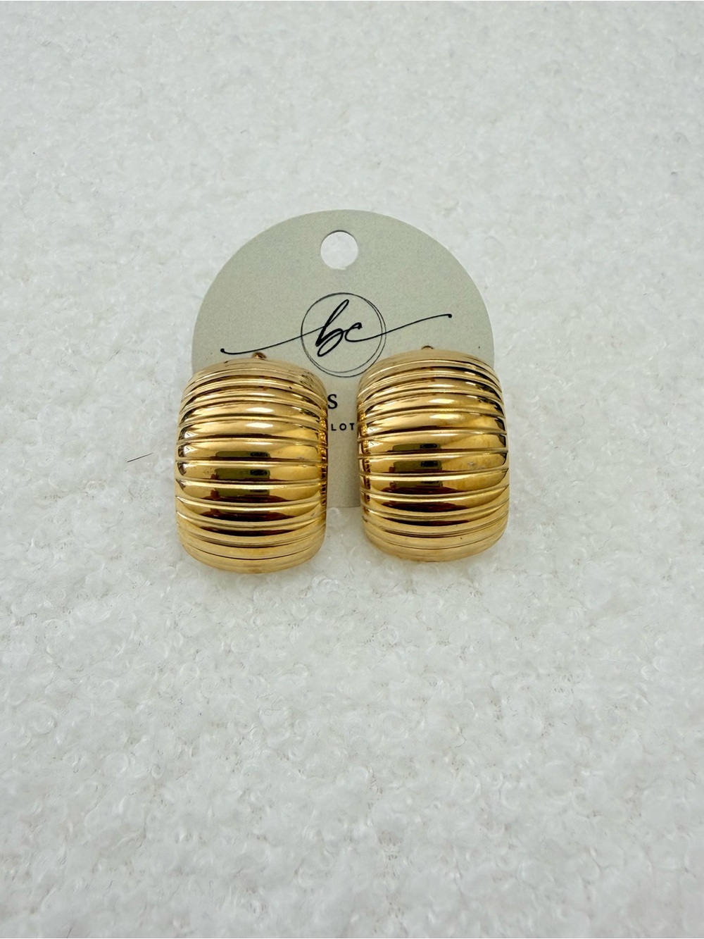Gold Ribbed Dome Clip-On Earrings